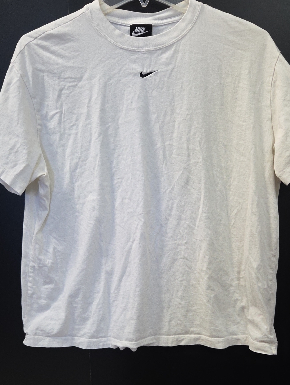 Nike White Short-Sleeve Tee with Black Swoosh